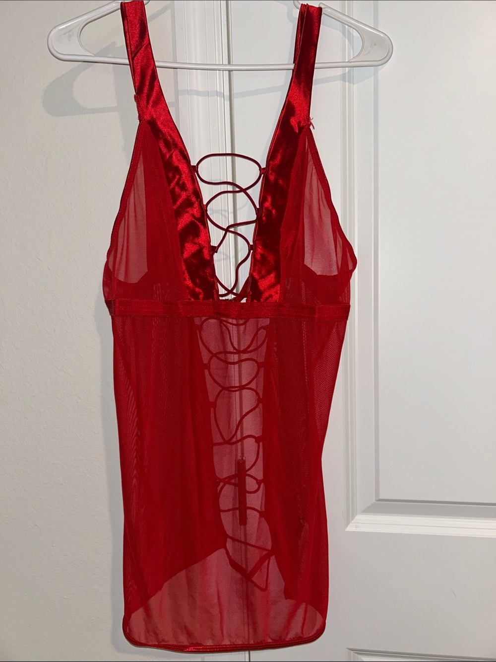 Red Sheer Lace-Back Chemise - Women Intimates